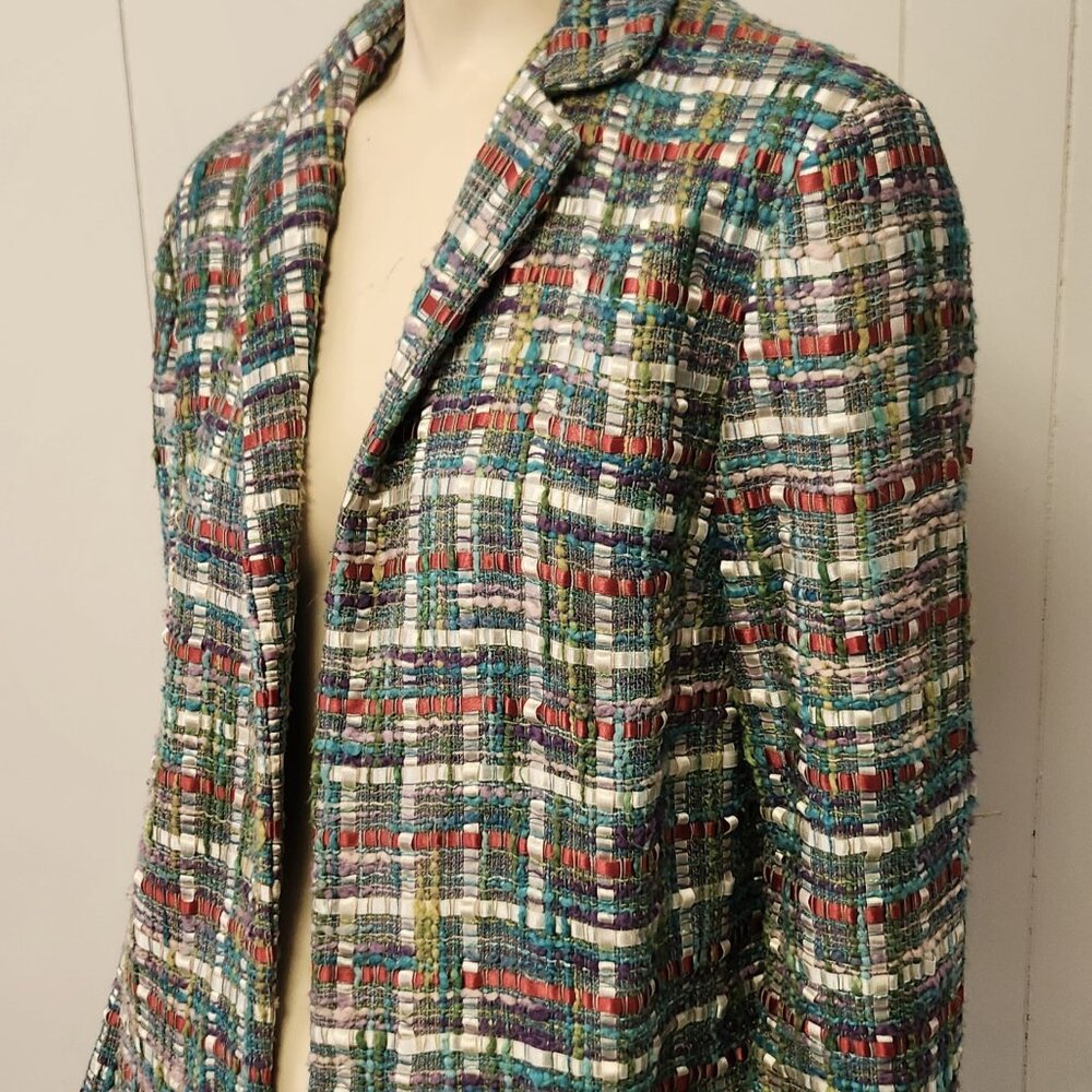 women's jacket M L hand made ribbon tweed vintage